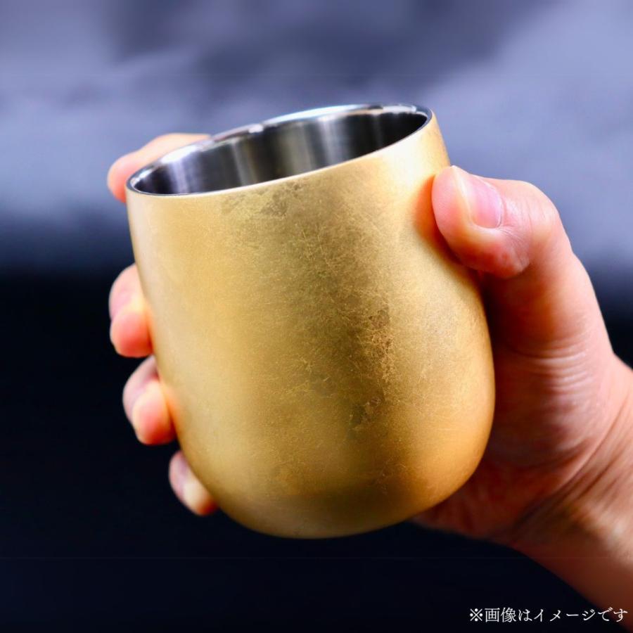 漆磨 2重ロックカップ ダルマ 箔衣 金 単品 日本製 和紙コースター付き