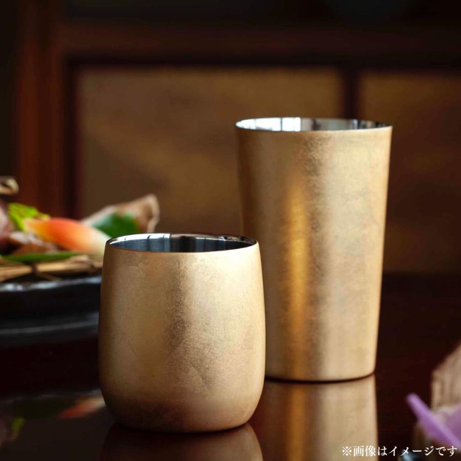 漆磨 2重ロックカップ ダルマ 箔衣 金 単品 日本製 和紙コースター付き
