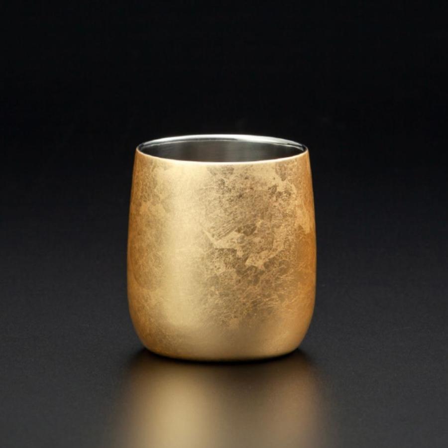 漆磨 2重ロックカップ ダルマ 箔衣 金 単品 日本製 和紙コースター付き