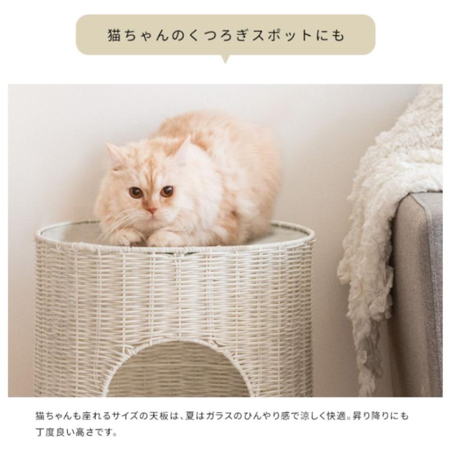 ペットハウス 猫ちぐら サイドテーブル CGR-400 キャットハウス ねこハウス 小屋 クッション付き ミニテーブル 猫用ベッド 屋内 ラタン風 完成品 宮武製作所｜comodocasa｜10