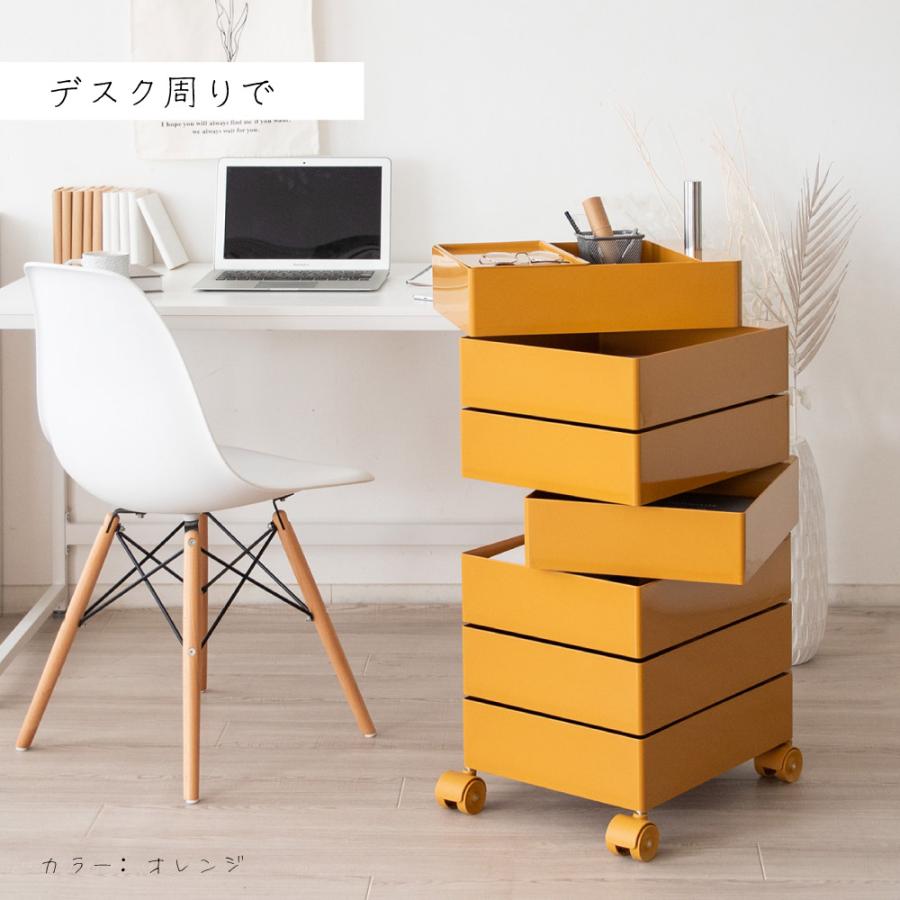 多段ワゴン マルチワゴン キャスター付き 360度 Pluna プルーナ 5段 WG-H001 トローリー くすみカラー サイドラック おしゃれ カラフル 韓国風 コスメ収納 宮武の画像