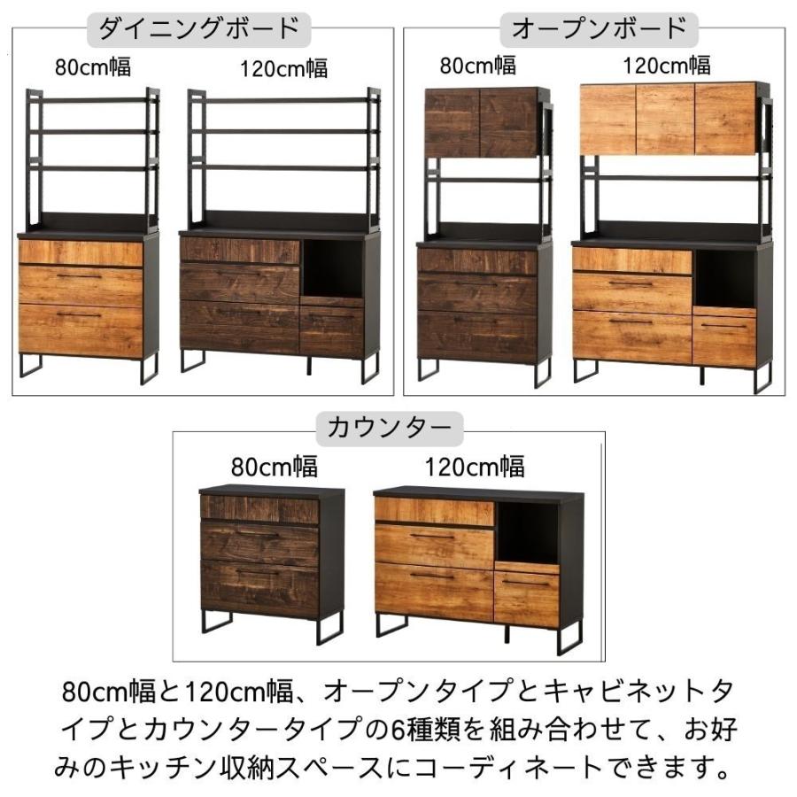 キッチンカウンター 幅80 日本製 食器棚 キャメロン ロータイプ レンジ