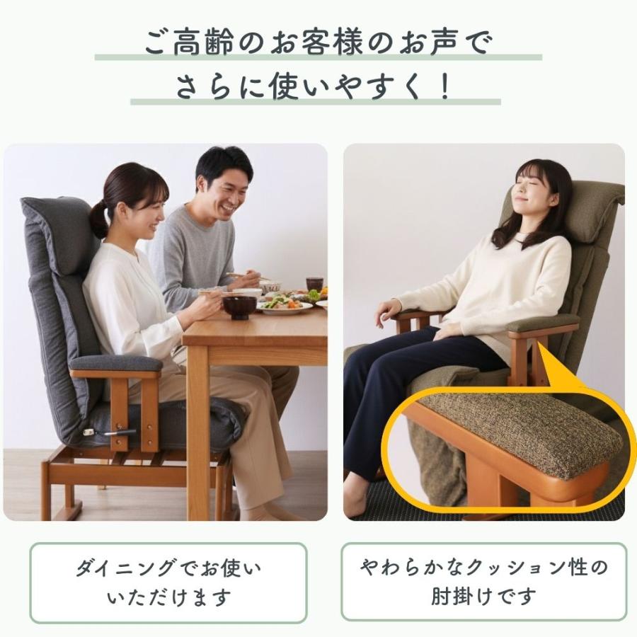 回転式 高座椅子 レバー式 ハイバック ポケットコイル 高齢者