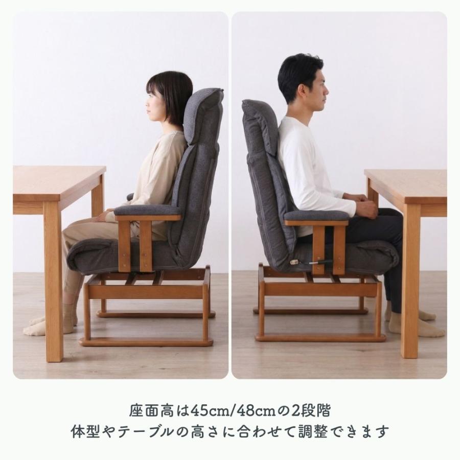 回転式 高座椅子 レバー式 ハイバック ポケットコイル 高齢者