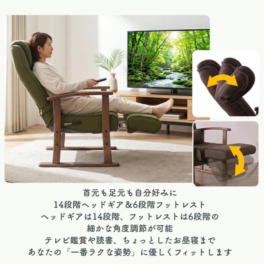 フットレスト 高座椅子 ポケットコイル 簡単レバー式 リクライニング