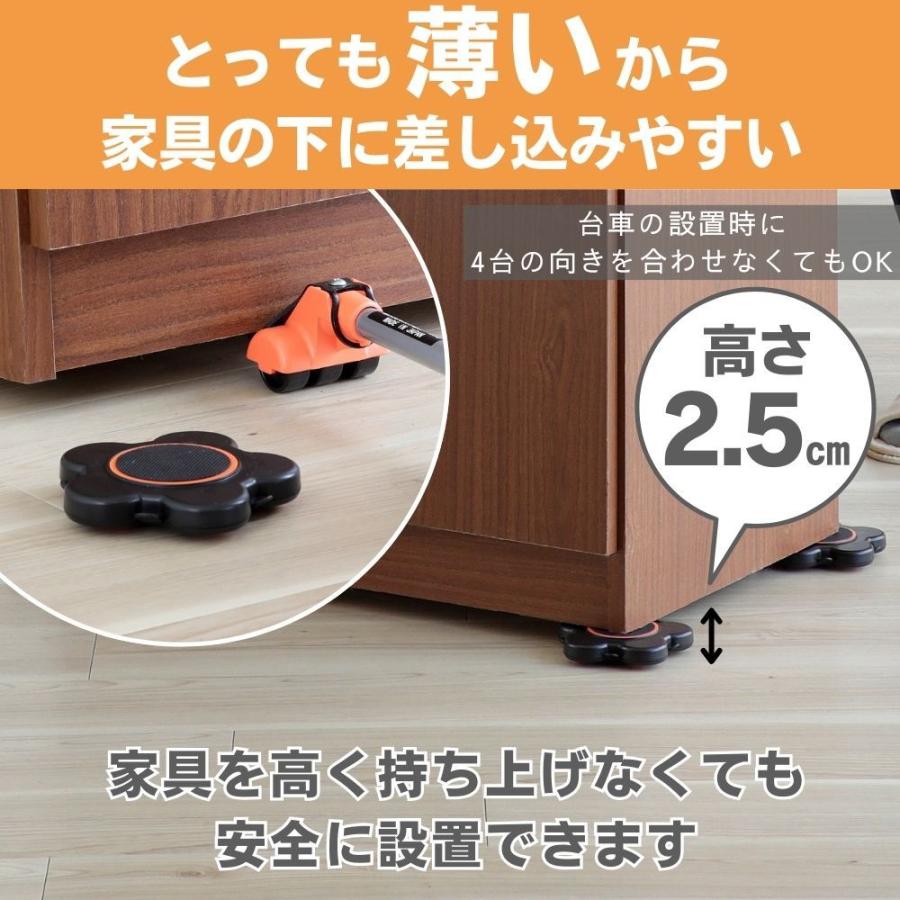楽ちんパワフルキャリー360 4個組 持ち上げ棒付き 大型家具 移動
