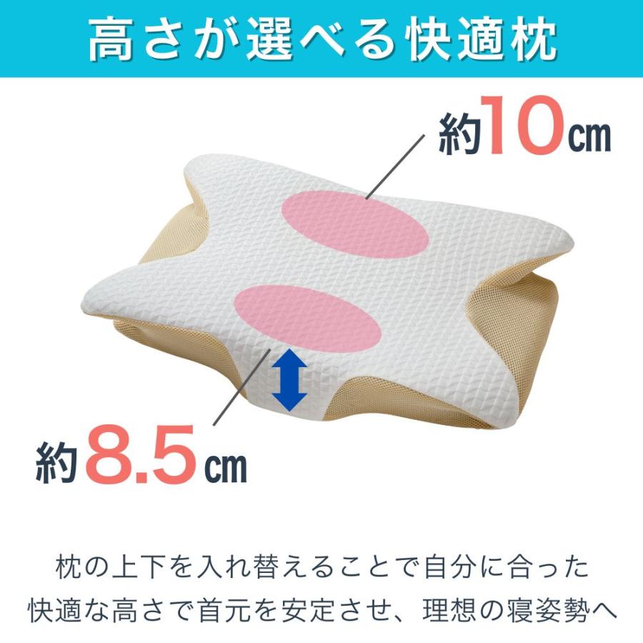 快眠枕 モダンフィットピロー カバー付き ニ段階高さ 低め 高め 横向き
