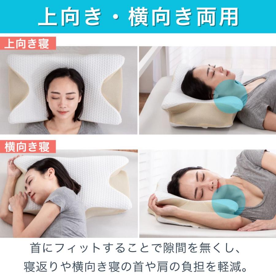 快眠枕 モダンフィットピロー カバー付き ニ段階高さ 低め 高め 横向き