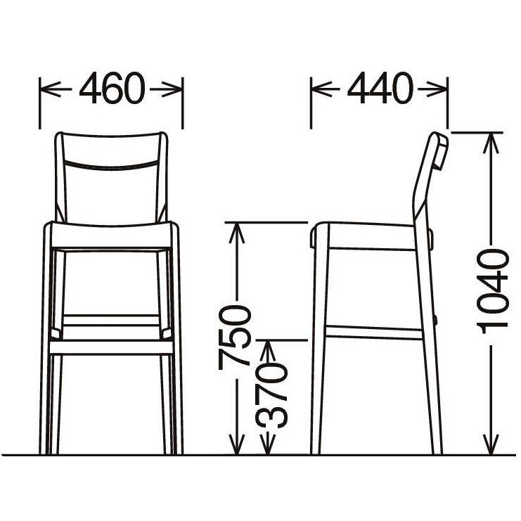 カリモク家具 CD2216 CD2206 E H K Y Q A カウンターチェア karimoku 正規品 バーチェア ハイタイプ 4本脚 木製 木部色 張地 オーダー可能  国産 日本製｜comodocasa｜05