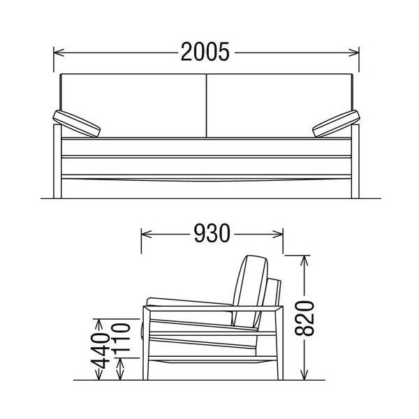 【開梱設置付】カリモク家具 WT5613 E K H Y Q A 長椅子ロング 幅200cm 布 オーク材 リビングソファ karimoku 日本製 国産 木製 天然木 シンプル 正規品 3P_4