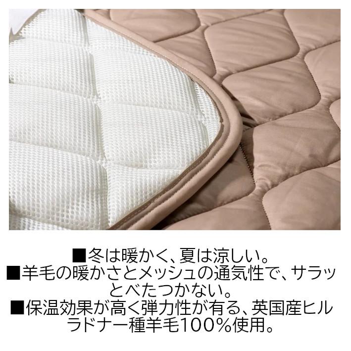 フランスベッド FranceBeD 羊毛メッシュベッドパッド ワイドシングル WS  洗える ゴム付き 敷きパッド 水洗い 幅110cm 長さ195cm | フランスベッド | 01