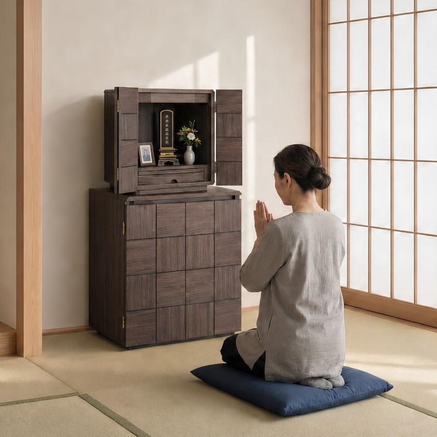 仏壇 13号 家具調仏壇 市松模様 グリー 幅40 ミニ コンパクト 小型