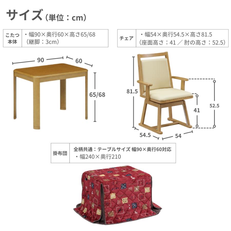 速暖2秒 こたつ ハイタイプ 3点セット 一人用 90×60 UKT-960 UKC