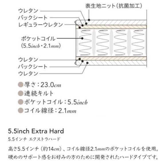 開梱設置付き シモンズベッド 正規品 5.5インチ エクストラハード AB2121A セミダブル マットレス SD ポケットコイル SIMMONS ビューティーレストの画像