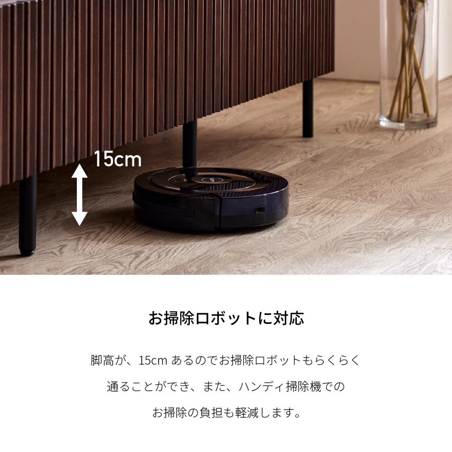 【開梱設置付】 ローボード 幅200cm ルーク2 日本製 大型テレビ対応 TVボード 無垢材 オーク ウォールナット 脚付き アイアン 縦桟 格子 北欧風 天然木 おしゃれ | Meuble | 03