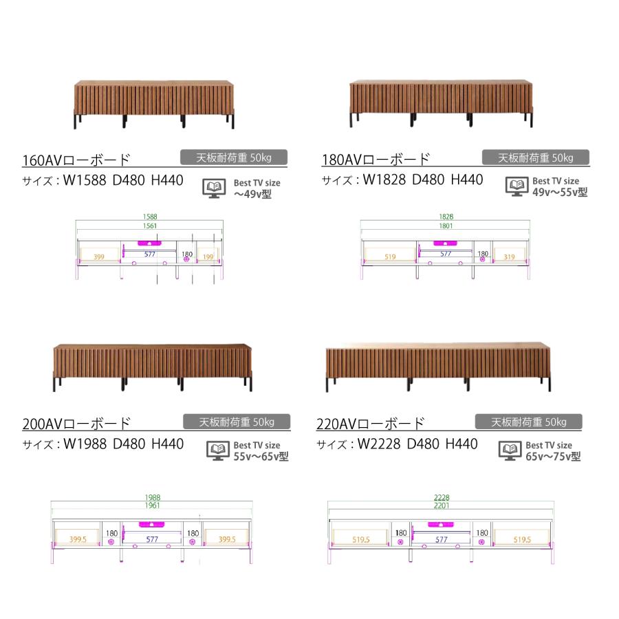 【開梱設置付】 ローボード 幅200cm ルーク2 日本製 大型テレビ対応 TVボード 無垢材 オーク ウォールナット 脚付き アイアン 縦桟 格子 北欧風 天然木 おしゃれ | Meuble | 08