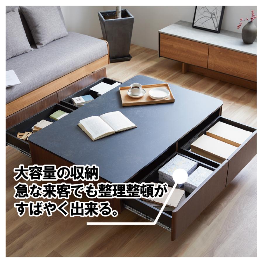 センターテーブル 日本製 MLT-211 丸角 石目メラミン素材使用
