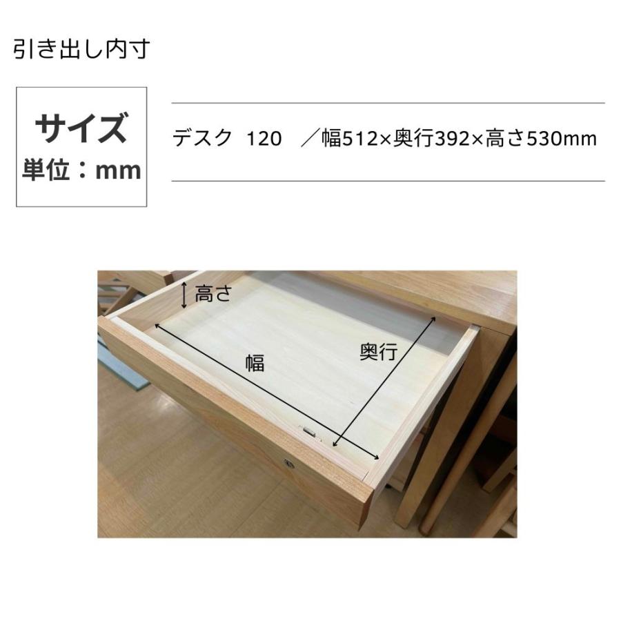 杉工場 レグシー 学習机 幅120 アルダー 日本製 完成品 天然木 自然素材 オイル仕上げ 鍵付き 大人も使える 学習デスク デスク 勉強机 120 おしゃれ シンプル_9