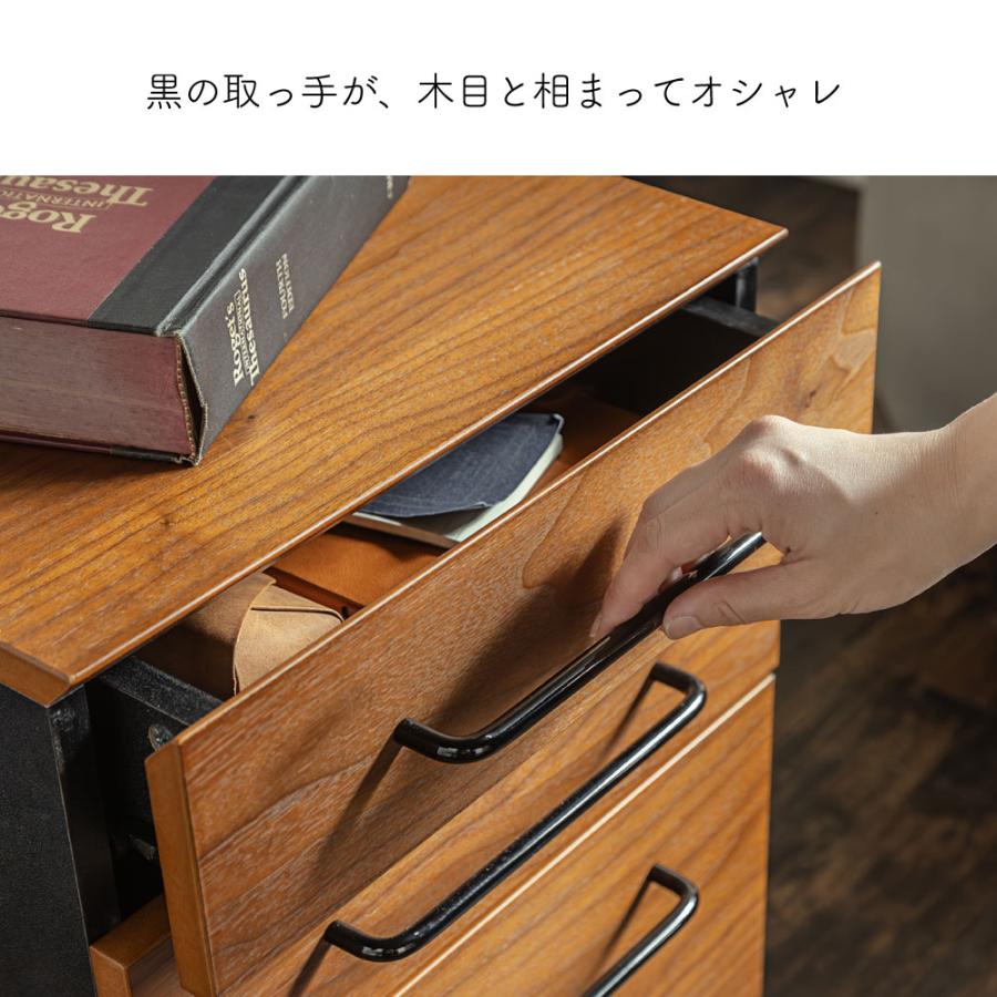 ワゴン デスクワゴン 袖机 引出し 3段 サイドチェスト キャスター付き