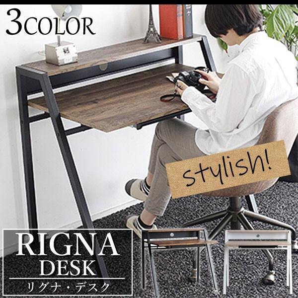 パソコンデスク 机 Pcデスク コンパクト 幅96cm おしゃれ 古木風 ビンテージデザイン ブルックリンスタイル 収納