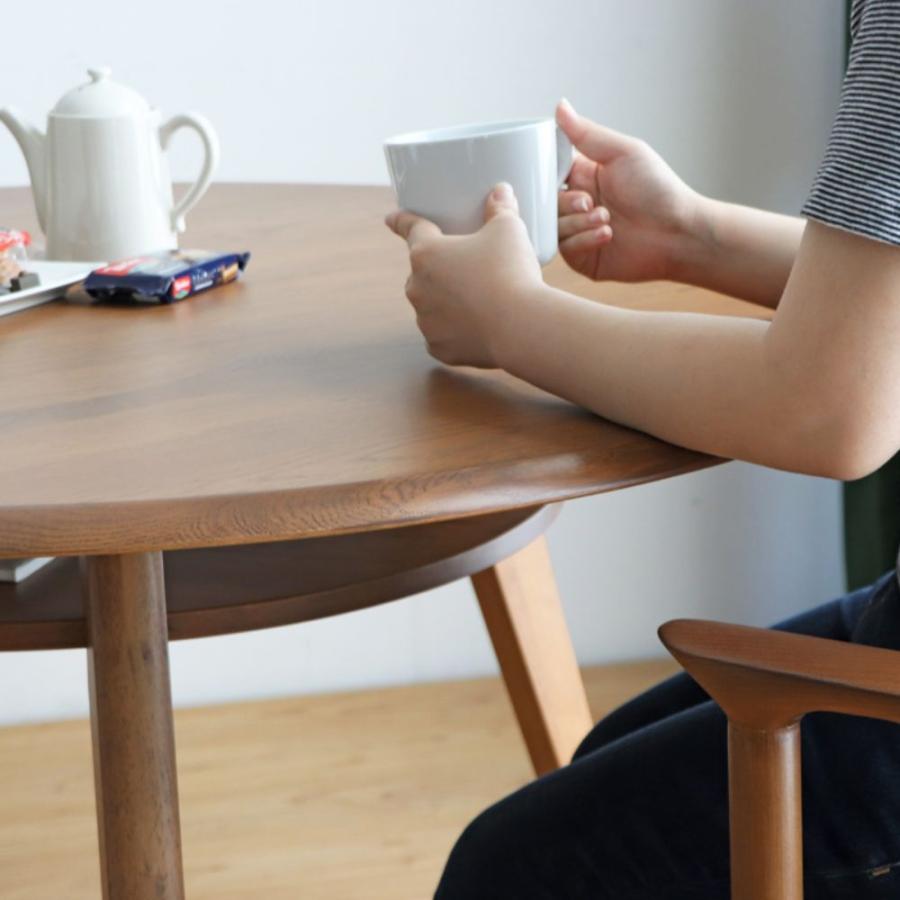 東馬（Tohma） 収納棚付き ダイニングテーブル 丸 110cm オーク 無垢材