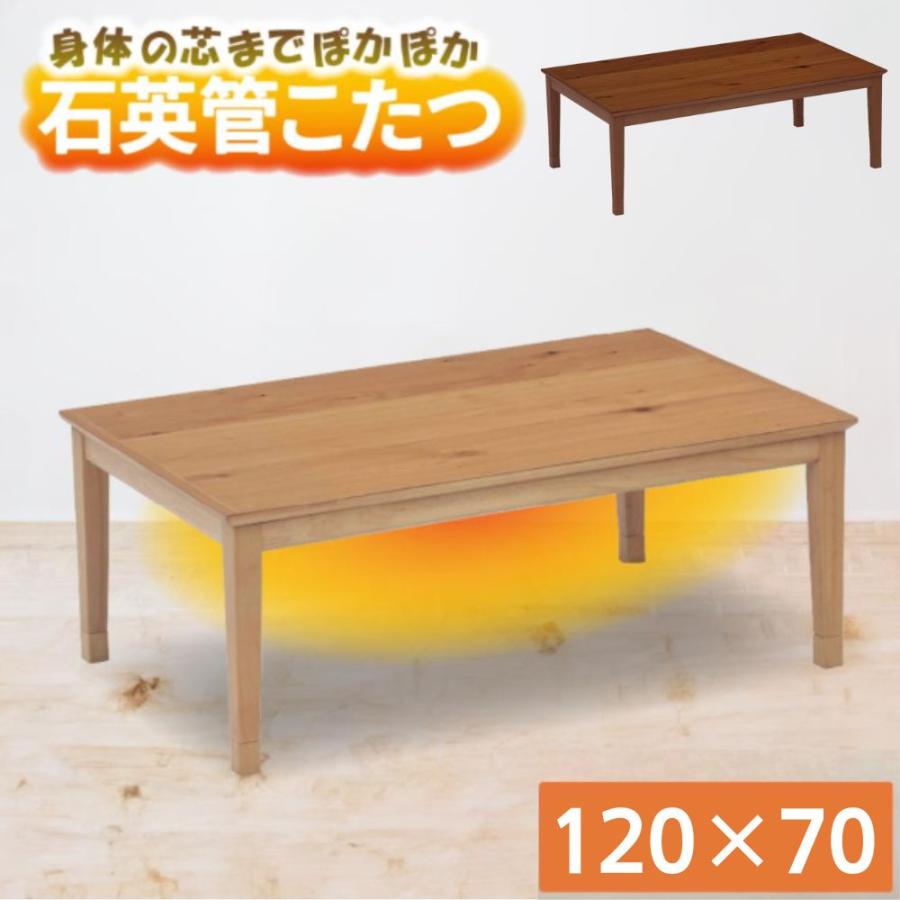 こたつ テーブル 幅120cm トリム ロータイプ 2人用  長方形 家具調 コタツ 120x70 ナチュラル 北欧 オーク 突板 おしゃれ 北欧風 継脚 高さ調整 石英管 遠赤外線（Yahoo!・コモドカーサYahoo!店）