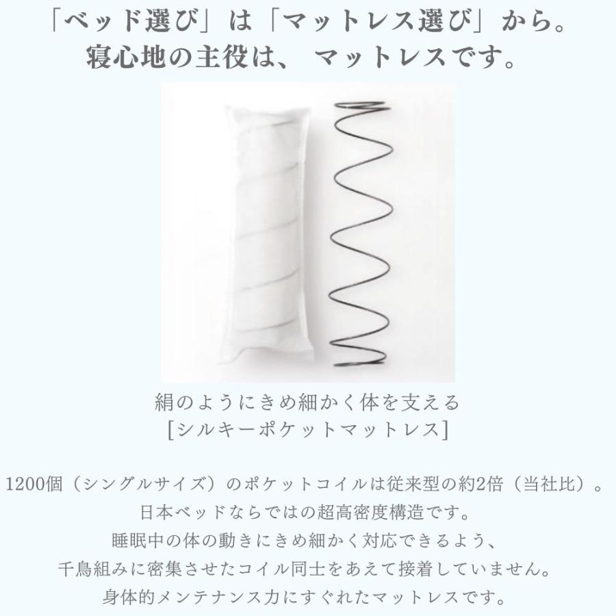 【開梱設置付】 日本ベッド マットレス セミダブル SD 幅120cm 厚さ26cm シルキークチュール 11262 日本製 正規品 シルク ウール ポケットコイル 抗菌 防臭の画像