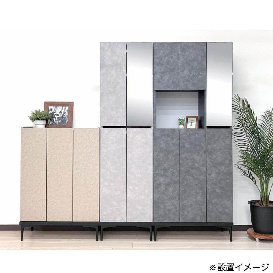 下駄箱 シューズボックス ミラー付き 大容量 大川家具 シャーク 幅75