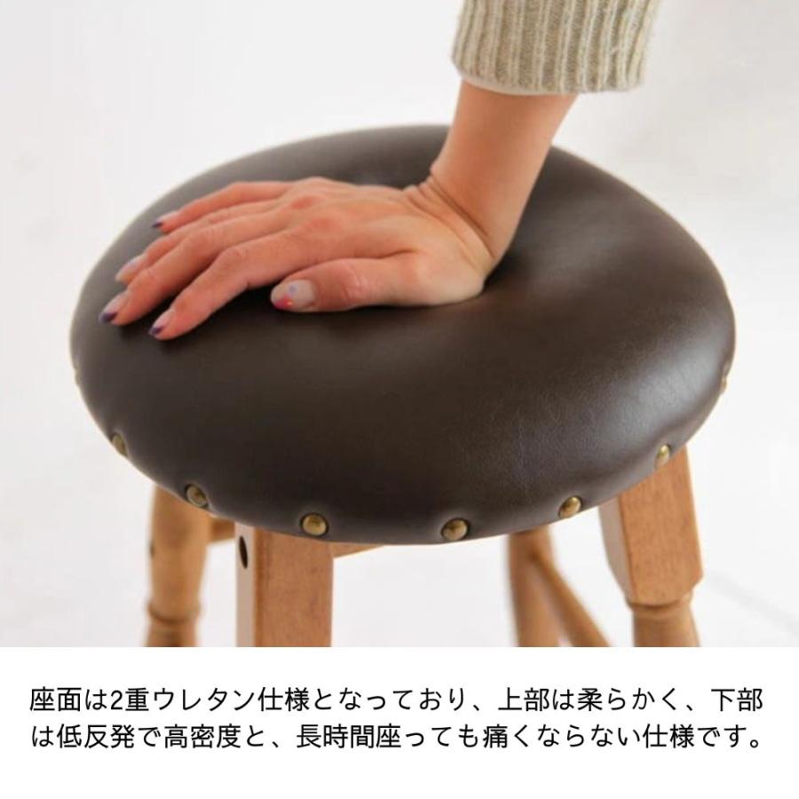 布座面のスツール 古家具 丸椅子 ラウンドスツール 美術室の椅子 ICHIBA（市場） スツール RAS-3332 ロースツール 椅子 腰掛け 丸椅子