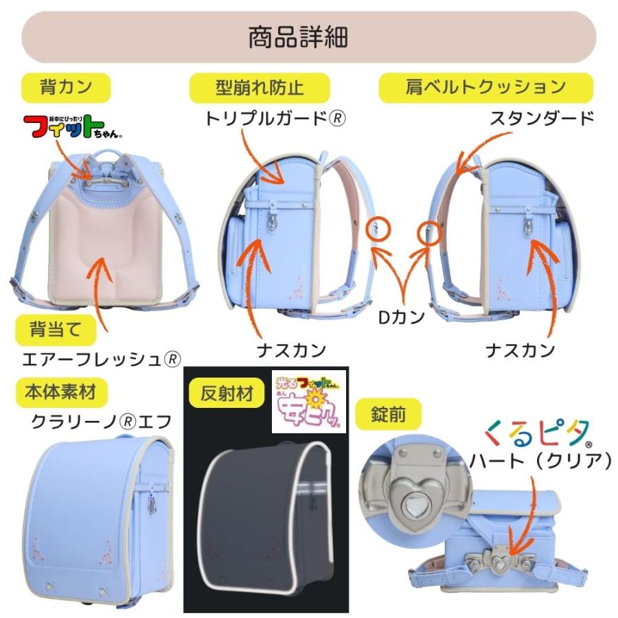 ランドセル くるピタ フィットちゃん フラワーギフト 1KH5654K A4フラットファイル対応 安ピカ おしゃれ 人気 かわいい パステル 丈夫 頑丈 6年保証 日本製 2027の画像