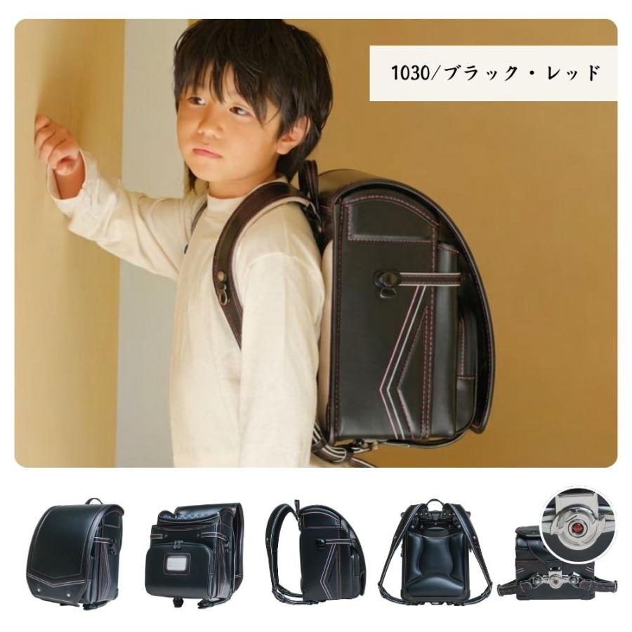 ランドセル くるピタ ふわりぃ シャープモダン 1kk5630k 2027 日本製 クラリーノ 超ピカ 軽量 頑丈 男の子 A4フラットファイル対応 バイカラー 黒 赤 青 6年保証の画像