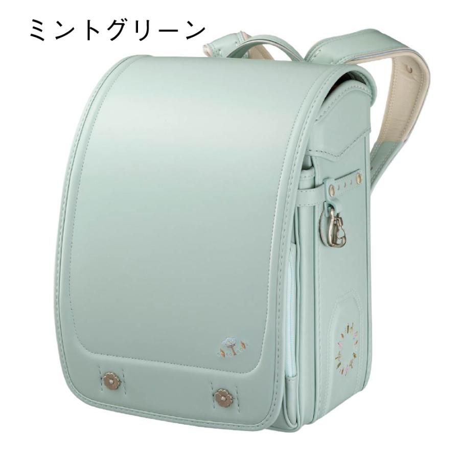 ランドセル ナッティ NAT-690-RF A4フラットファイル 日本製 自動ロック e-QBE型 らくふわベルト ミラくるっロック 女の子 おしゃれ かわいい 花 2027 6年保証の画像