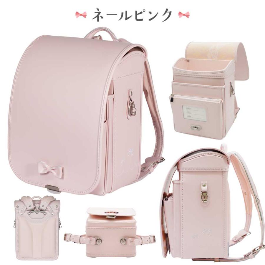 フィットちゃん ランドセル ピュアリボン PUR-042-C A4フラットファイル対応 日本製 自動ロック e-QUB型 らくふわベルト 軽い 女の子 刺繍 かわいい 6年保証の画像