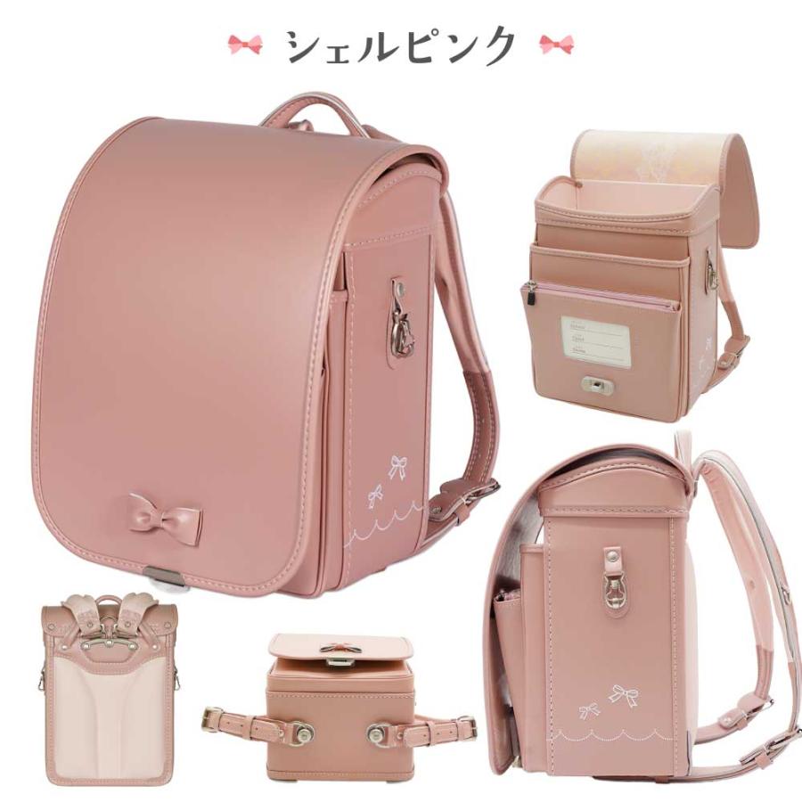 フィットちゃん ランドセル ピュアリボン PUR-042-C A4フラットファイル対応 日本製 自動ロック e-QUB型 らくふわベルト 軽い 女の子 刺繍 かわいい 6年保証の画像