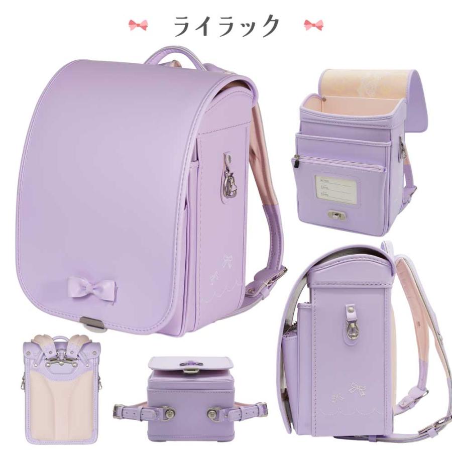 フィットちゃん ランドセル ピュアリボン PUR-042-C A4フラットファイル対応 日本製 自動ロック e-QUB型 らくふわベルト 軽い 女の子 刺繍 かわいい 6年保証の画像