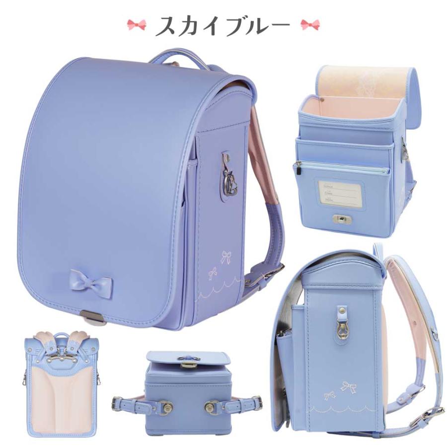 フィットちゃん ランドセル ピュアリボン PUR-042-C A4フラットファイル対応 日本製 自動ロック e-QUB型 らくふわベルト 軽い 女の子 刺繍 かわいい 6年保証の画像