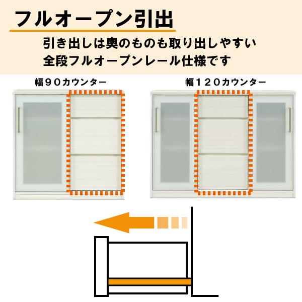 サイドボード カウンター 下収納 幅120cm キャビネット 薄型 奥浅 省 