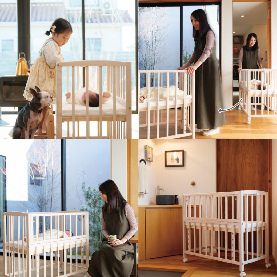 大和屋 特典付 ベビーベッド リビングコット 単品 敷きマットレス付