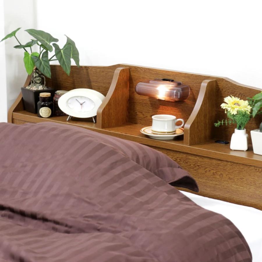 【美品】セミダブル ベッドフレーム 引き出し・コンセント・ライト付き&マットレス セミダブルベッド 照明付き コンセント付き 日本製 国産 ライト