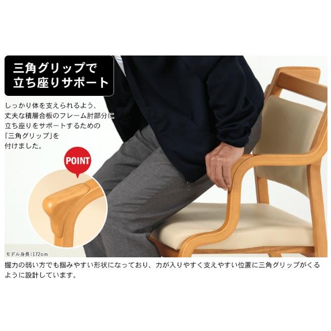 ダイニングチェア 介護椅子 らくおす Care-115-AC 貞苅椅子 肘付き
