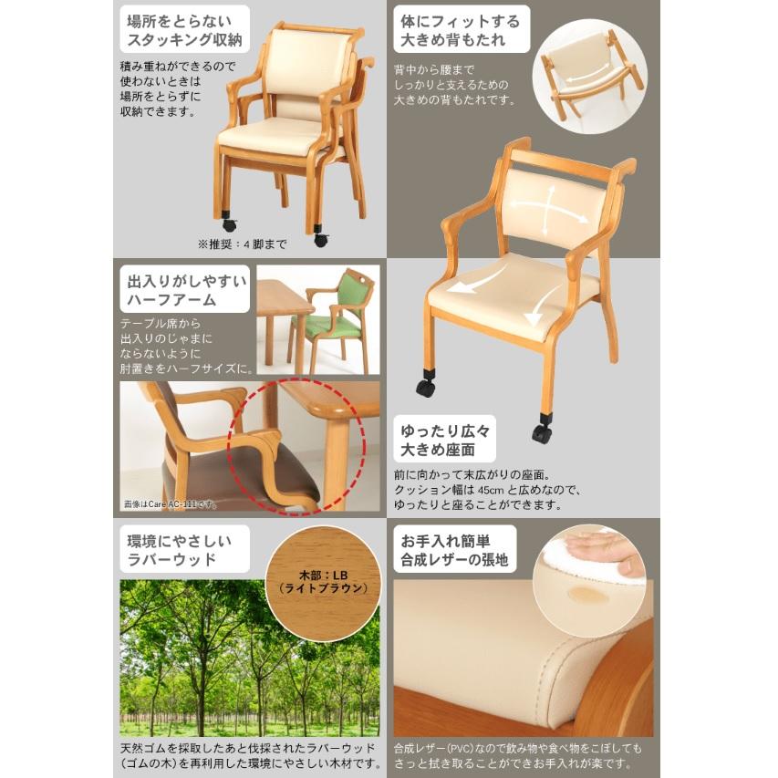 ダイニングチェア 介護椅子 らくおす Care-115-AC 貞苅椅子 肘付き