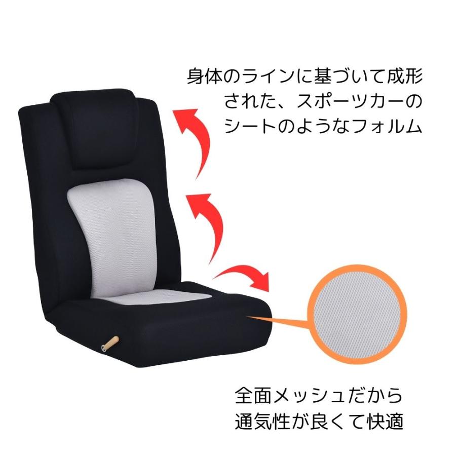 座椅子 フロアチェア 無段階 リクライニング メッシュ S字型背もたれ 座いす 座イス GORONLI ゴロンリー ランバーサポート カラフル 北欧 コンパクト ハイバック_6