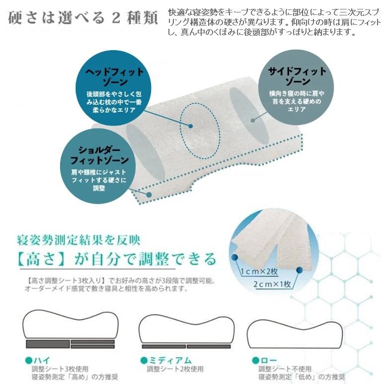 フランスベッド LTショルダーフィットピロー ミディアムソフト ハード 枕 ピロー 除菌 洗える 日本製 キュリエス・エージー 高さ調節