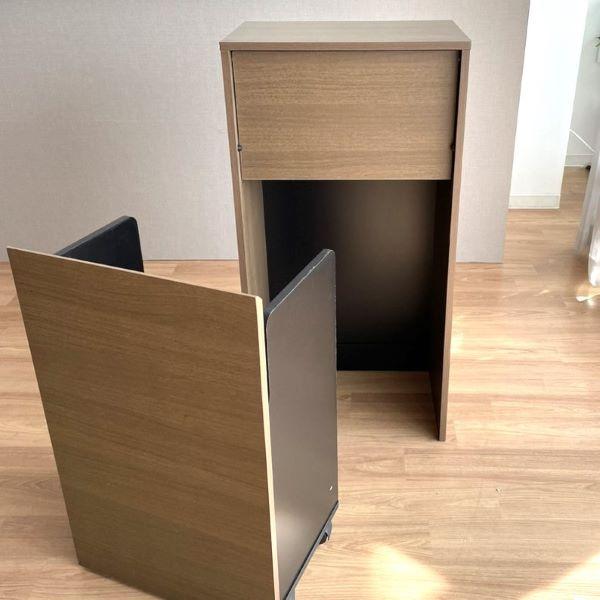 ゴミ箱 ダストボックス キャスター付き 45L 大容量 フタ付き プッシュ扉式 ごみ箱 DB-F1100 スリム 奥浅 薄型 木製 木目調 おしゃれ 北欧 収納 棚 宮武製作所 |  | 04