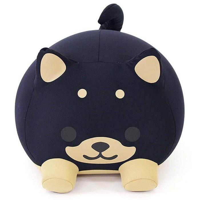 クッション わんこ 犬 いぬ 黒 丸型クッション 丸型 クッション 枕 ブラック MOGU モグ もぐっち わんわん イヌ 犬 ヌイグルミ ぬいぐるみ 抱き枕