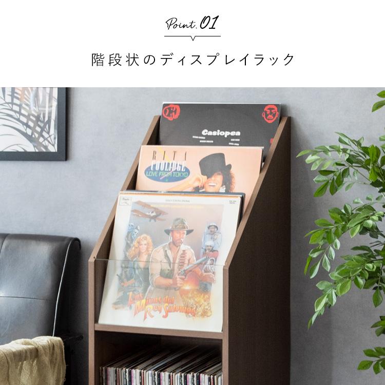 レコードラック RK-1000 マガジンラック 本棚 ラック 宮武製作所 Calmato 幅35.5 飾れる 収納棚 ガラス板 ディスプレイラック おしゃれ 雑誌 絵本 写真集 スリム | 宮武製作所 | 03