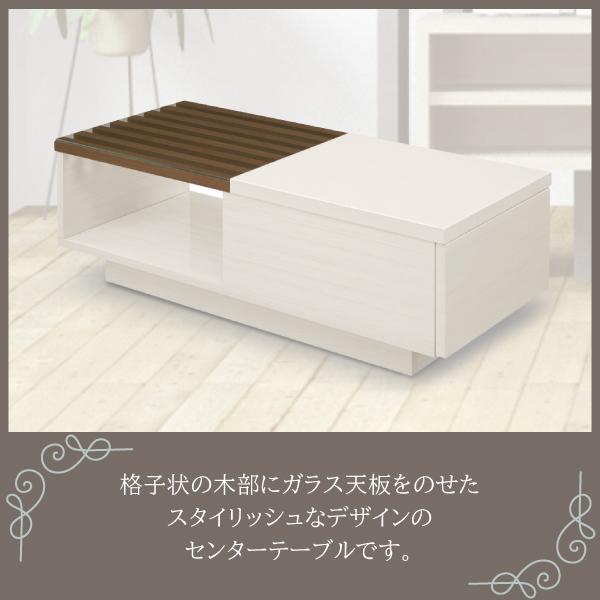 センターテーブル 幅100cm RIMO リモ ローテーブル 引出し付き 白