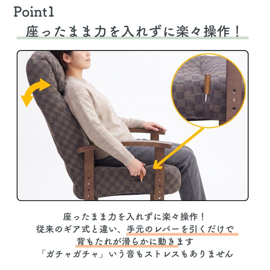 大商産業 高座椅子 レバー式 ハイバック 高齢者 リクライニング