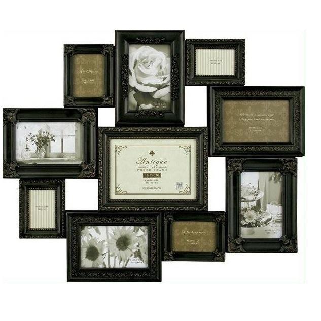 黒 マルチフォトフレーム 額縁 壁掛 写真 アート フォトフレーム