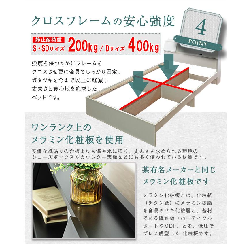 ダブルベッド フレームのみ 収納付きベッド ダブル USB付き おすすめ